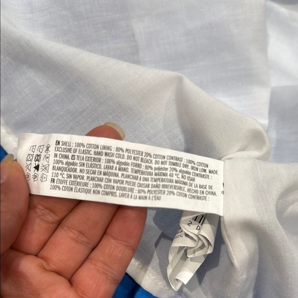 English Factory Size XS White and Blue Bubble Mini dress  Balloon Short Sleeve - Picture 15 of 15